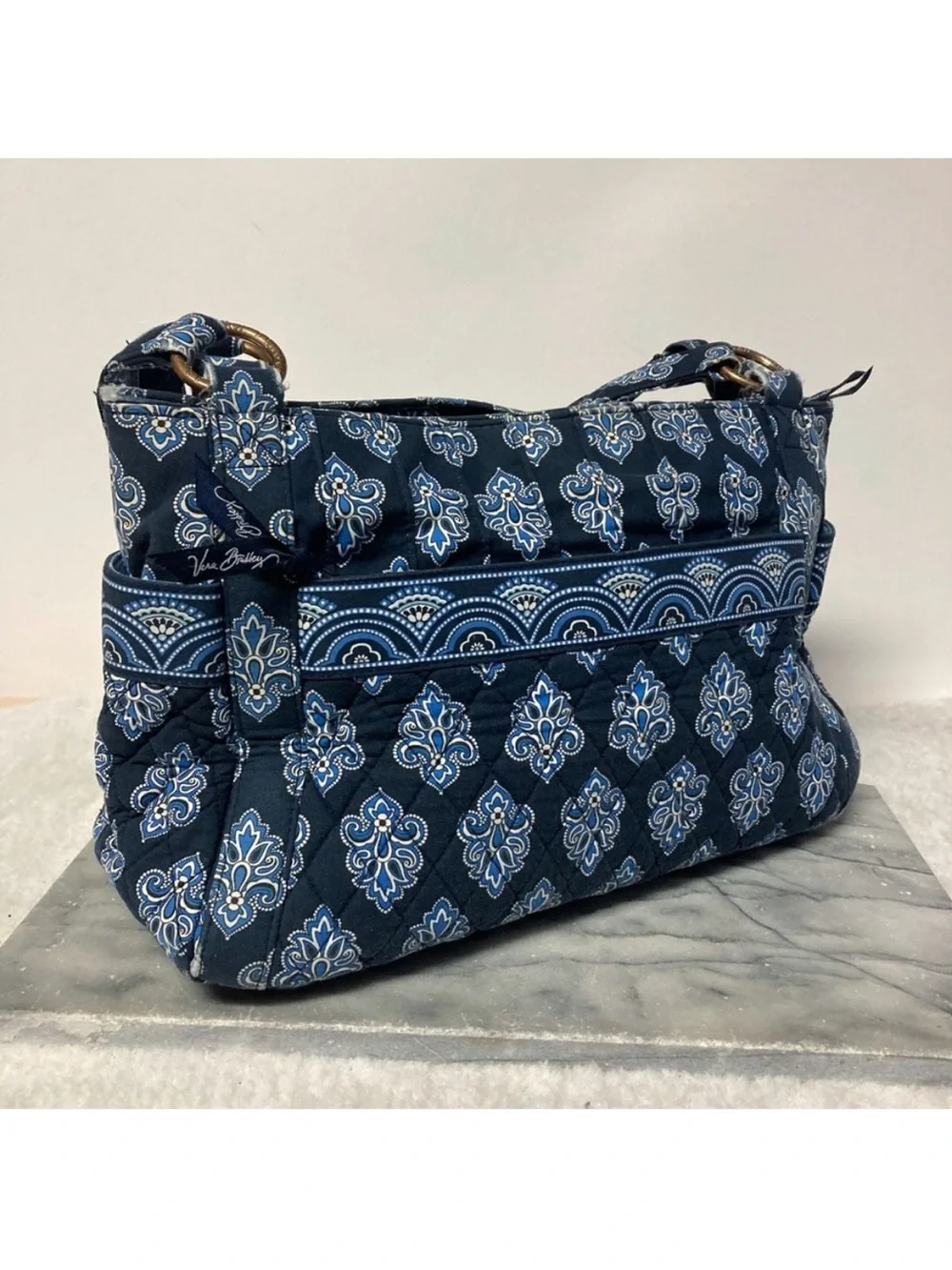 Vera Bradley Calypso Blue Paisley Purse Bag Multiple Compartments Zipper - Picture 2 of 13